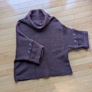 Ann Taylor heavy knit cowl neck sweater with cropped sleeves